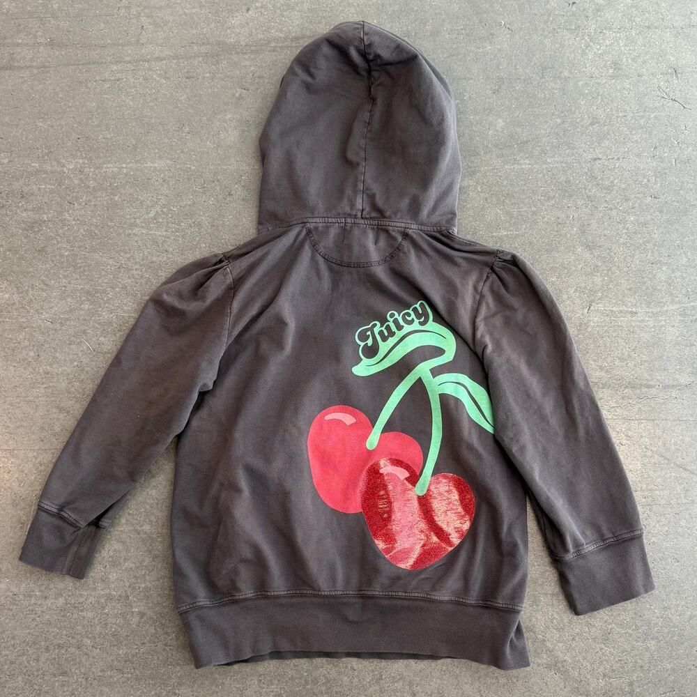 Vintage Y2k Juicy Couture Cherry Preppy 3/4 Sleeve Gray Hoodie Pullover Shirt M